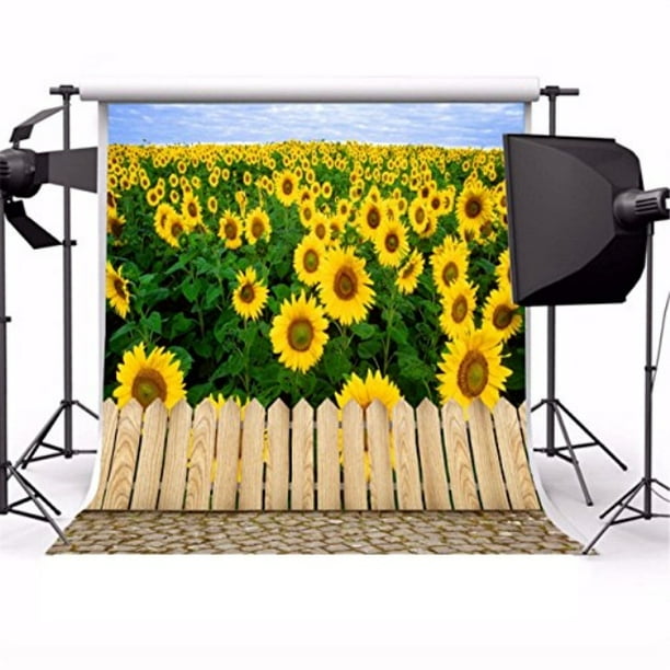 8x10 FT Photography Backdrop The Road Theme Highway with Sunflower Field Backdrop Nature Panorama Background for Kid Baby Boy Girl Artistic Portrait Photo Shoot Studio Props Video Drape Vinyl